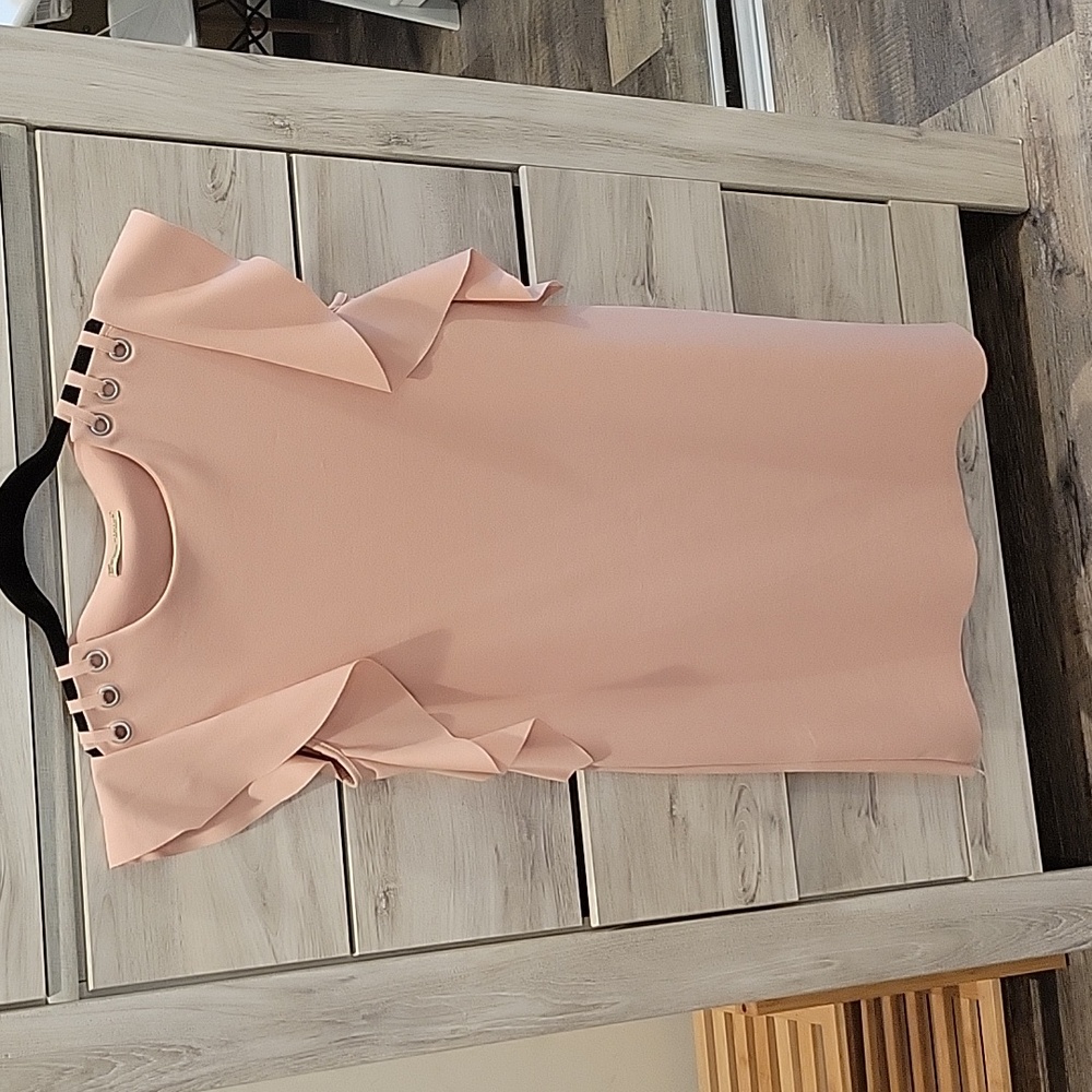 Zara Blush Pink Ruffle Sleeve Mini Dress with Shoulder Details Size S